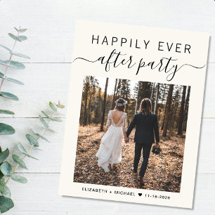 Carte Postale Faire-part Fête de mariage photo crème Heureux à jamais