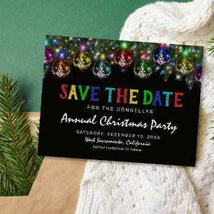 Carte Postale Faire-part Fête de Noël Colorée Enregistrez la Date