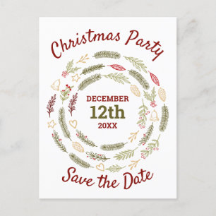 Carte Postale Faire-part Fête de Noël Sauver la date Fêtes rustiques au pin