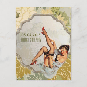 Carte Postale Faire-part Fête des mariées vintage Tea Party enregistrer la 