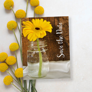 Carte Postale Faire-part Fête Jaune à Mason Mariage Jar Enregistrer la date