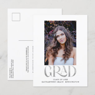 Carte Postale Faire-part Fête photo Silver Foil moderne