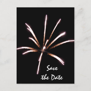 Carte Postale Faire-part Feu d'artifice sur Black Summer Wedding Enregistre