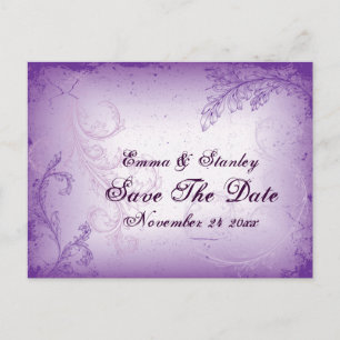 Carte Postale Faire-part feuille de défilement vintage lilas violet Enregis