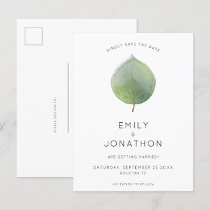 Carte Postale Faire-part Feuille d'Eucalyptus Minimaliste Étape à franchir 