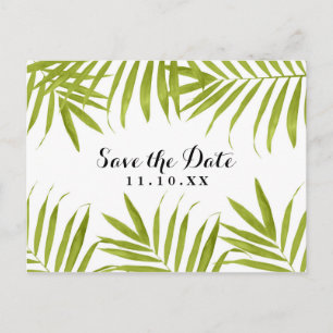 Carte Postale Faire-part Feuilles tropicaux Mariage d'été Enregistrer la da