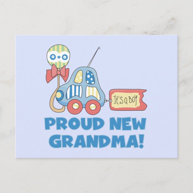 Carte Postale Faire-part Fière nouvelle grand-mère - C'est un garçon Tshirt (Devant)