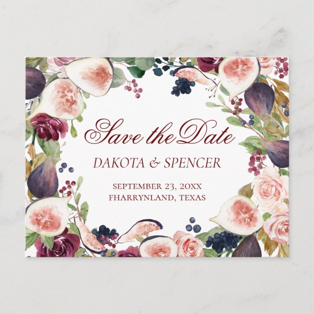Carte Postale Faire-part Figuiers en Fleurs | Fleurs de Fruits Rustiques En (Devant)