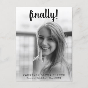 Carte Postale Faire-part Finalement Simple Photo Moderne Graduation