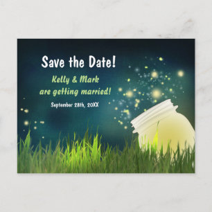 Carte Postale Faire-part Fireflies & Mason Jar Night Enregistrer la date Ca