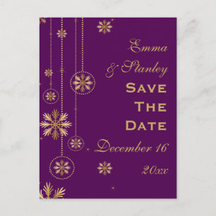 Carte Postale Faire-part Flacon d'or violet mariage d'hiver Enregistrer la 