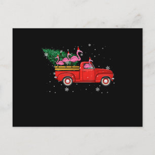 Carte Postale Faire-part Flamant rose équitation Camion Rouge Noël Noël Noë