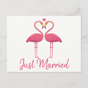 Carte Postale Faire-part Flamant rose rose juste marié Tropical Mariage Bea
