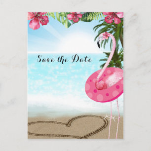 Carte Postale Faire-part Flamant rose Summer POOL PARTY Beach Enregistrer l