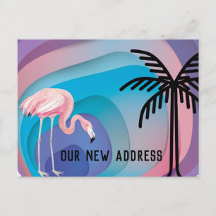 Carte Postale Faire-part Flamant rose sur les formes de dégradé Abstrait No