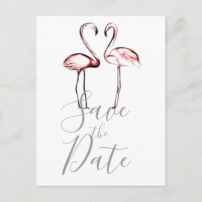 Carte Postale Faire-part Flamingos Rose Pêche Marbre Flamingo Save the Date (Devant)