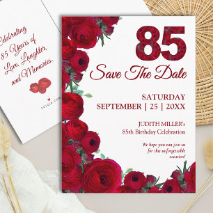 Carte Postale Faire-part Fleur 85e Anniversaire Enregistrez la Date Gras Ro