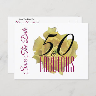 Carte Postale Faire-part Fleur de Cactus Jaune 50 et fabuleux Enregistrer l