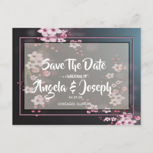 Carte Postale Faire-part Fleur de Cerisier Géométrique Floral Save the Date