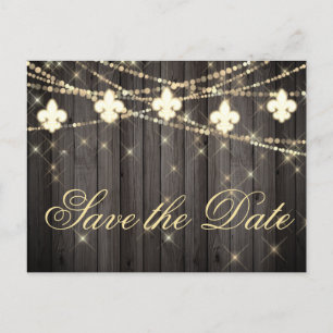 Carte Postale Faire-part Fleur de Lis Lumières Rustiques   Boho Chic Mariag