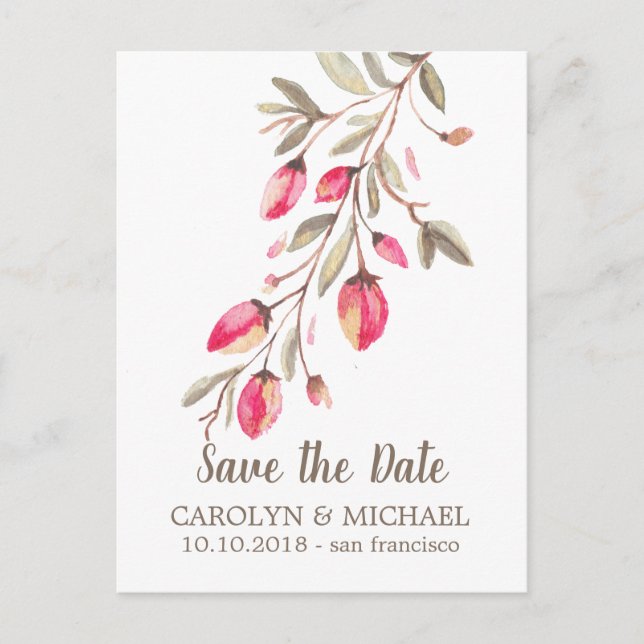 Carte Postale Faire-part Fleur délicate et mariage florissant Enregistrer l (Devant)