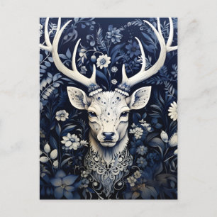 Carte Postale Faire-part Fleur d'hiver de cerfs de forêt enchantée