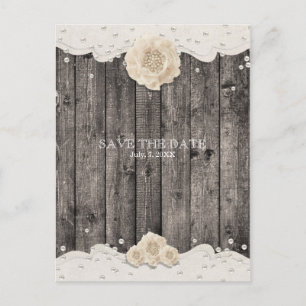 Carte Postale Faire-part Fleur et perles blanches romantiques SAUVER LA DAT