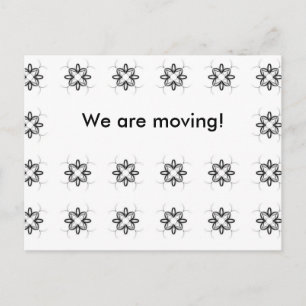 Carte Postale Faire-part Fleur noire et blanche rétro Changement d'adresse