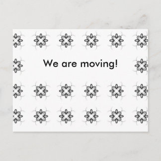 Carte Postale Faire-part Fleur noire et blanche rétro Changement d'adresse