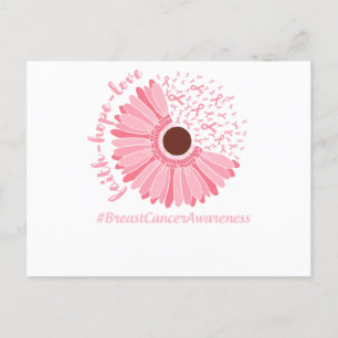 Carte Postale Faire-part Fleur Rose de Sensibilisation au Cancer du Sein