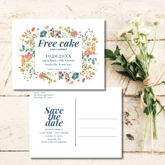 Carte Postale Faire-part Fleur Sauvage Drôle Gâteau Gratuit Mariage Économi