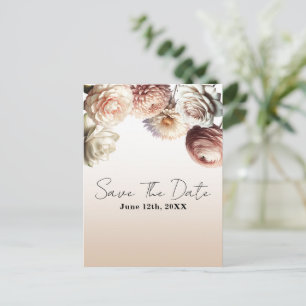 Carte Postale Faire-part Fleurs Blanches Crème Rose Pêcheux Enregistrez la