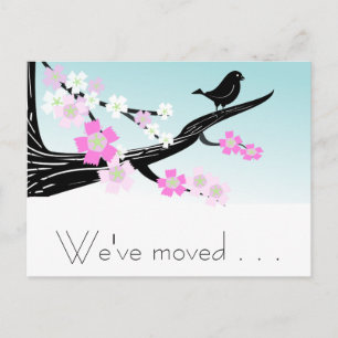 Carte Postale Faire-part Fleurs de cerisier personnalisables d'oiseau de