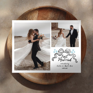 Carte Postale Faire-part Fleurs de l'arc gribouillé Photo de mariage juste 