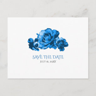 Carte Postale Faire-part Fleurs de mariage aquarelle bleue Enregistrer la d