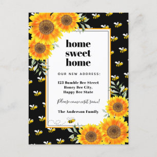 Carte Postale Faire-part Fleurs de soleil joyeux bourdonnement abeilles nou