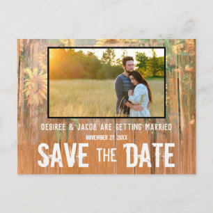 Carte Postale Faire-part Fleurs de soleil rustiques Mariage photo Enregistr