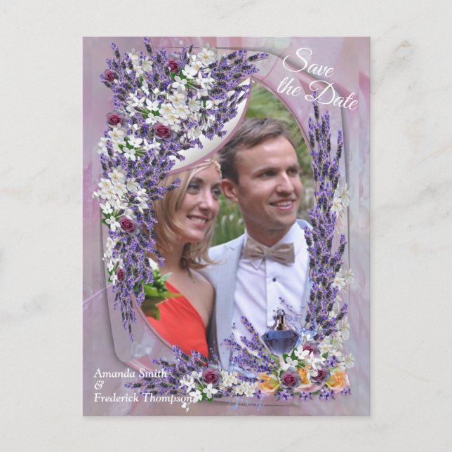 Carte Postale Faire-part Fleurs de Tuberose et de Lavande (Devant)