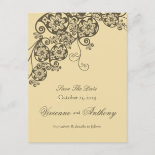 Carte Postale Faire-part Fleurs Paisley Élégant Vintage Chic Enregistrer La