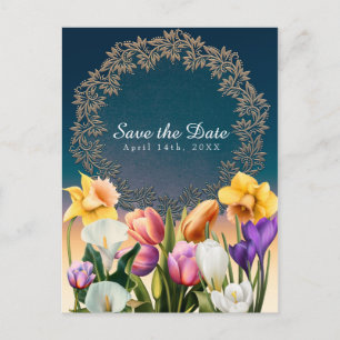 Carte Postale Faire-part Fleurs printanières Floral Elégant Enregistrer la 