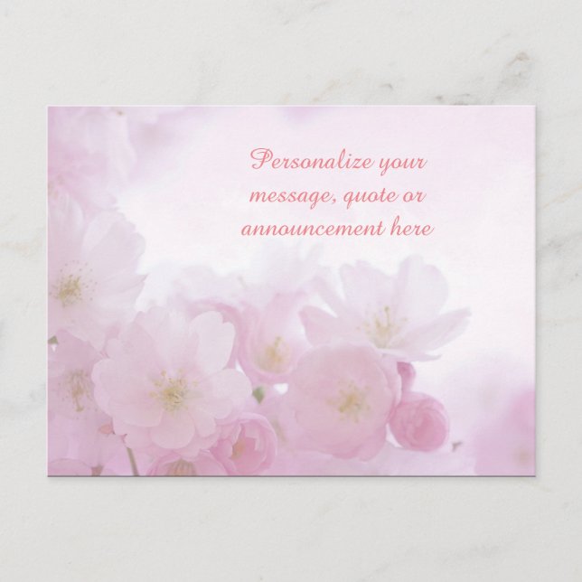 Carte Postale Faire-part Fleurs roses Message personnalisé féminin, Citatio (Devant)