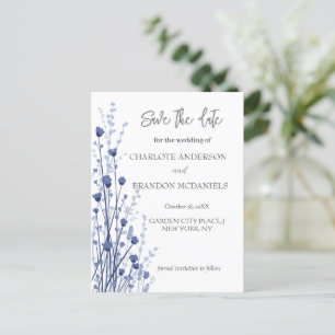 Carte Postale Faire-part Fleurs sauvages Delicate Bleu Blanc Enregistrer La
