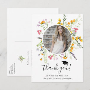 Carte Postale Faire-part Fleurs sauvages floraison Remerciement diplôme Pho