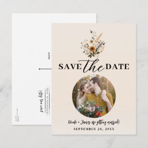 Carte Postale Faire-part Fleurs Sauvages Floral Bohème Vintage Épargnez la 