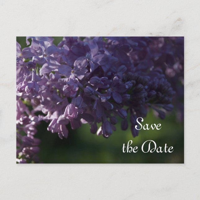 Carte Postale Faire-part Fleurs violettes Lilac Mariage Enregistrer la date (Devant)