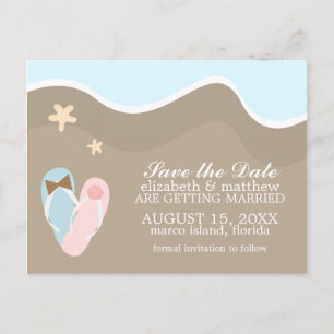 Carte Postale Faire-part Flip Flops Beach Wedding Annonces