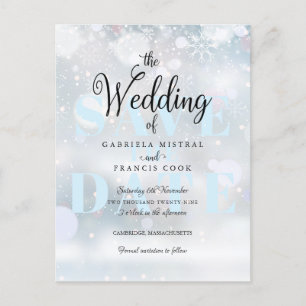 Carte Postale Faire-part Flocons de Neige Enregistrez la Date