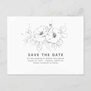 Carte Postale Faire-part Floral Minimalist Elegant Non Photo Enregistrer la