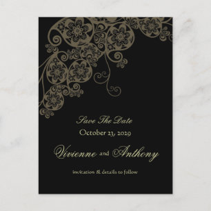 Carte Postale Faire-part Floral Paisley Élégant Vintage Chic Enregistrer La