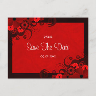 Carte Postale Faire-part Floral Rouge Gothique Rouge Foncé Enregistrer La D